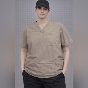 Smart Scrubs Men's Short Sleeve Tan V-Neck Shirt